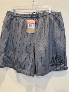 Nike Men's Grey Athletic Mesh Shorts with Drawcord